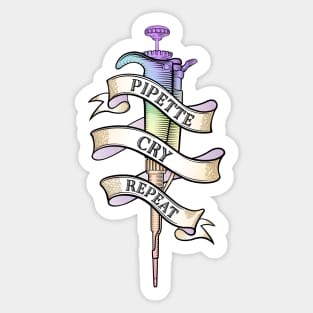 Pipette Cry Repeat PCR Science Tattoo Style Design Sticker